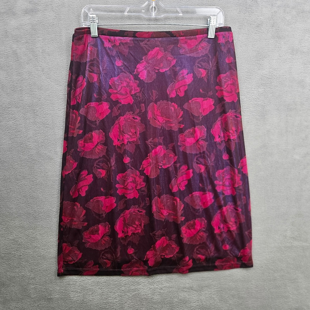 Vintage Express Floral Dark Romantic Skirt Y2K Pink Rose Size M